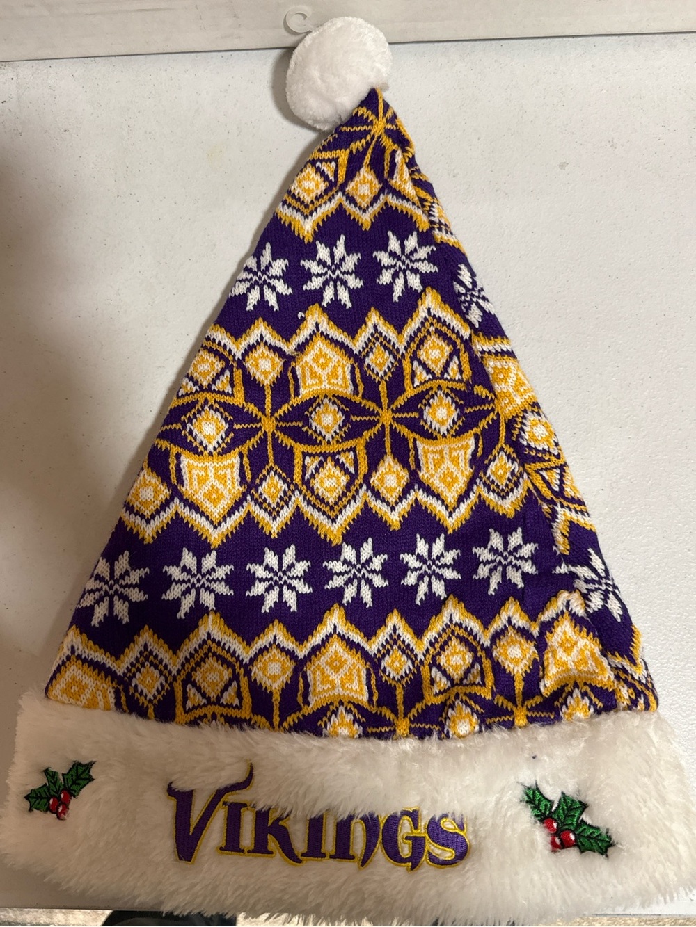 Forever Collectibles Purple and Gold Vikings Holiday Pom Hat